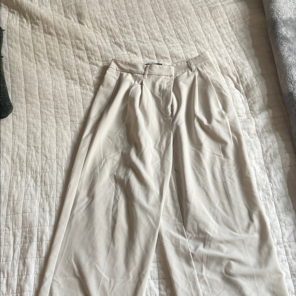 Elegant Cream Wide-Leg Trousers